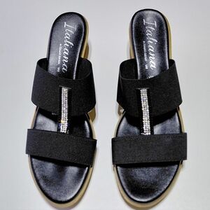 ITALIANA by ITALIAN SHOEMAKERS Women's Khloe Black Wedge Sandals Size 8.5M